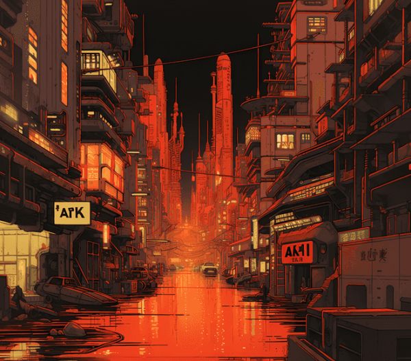 Brutalism in Dystopia: Cyberpunk Samurai Art & Animation